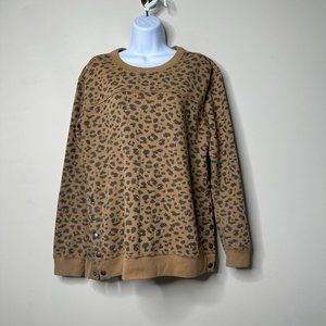 Abercrombie & Fitch Tan Leopard Print Crewneck Pullover Women's Small